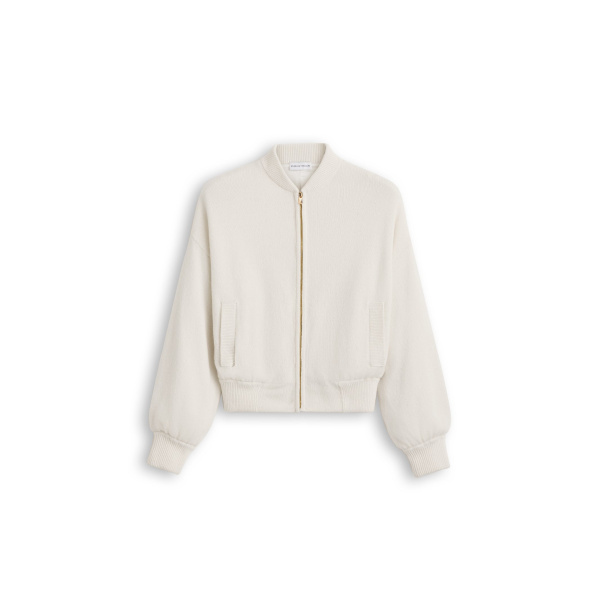 Cashmere Wool Bomber in White