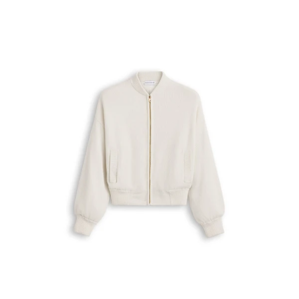 Cashmere Wool Bomber in White