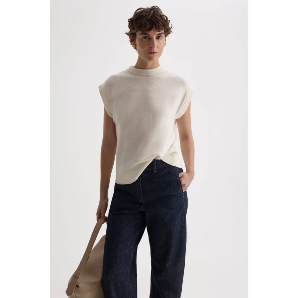 Scanlan Theodore Cashmere Wool Loose Tank in White | Tops | Coveti