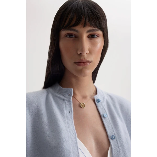 Scanlan Theodore Cashmere Wool Shoulder Pad Cardigan in Pale Blue