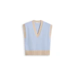 Scanlan Theodore Cashmere Wool V-Neck Tank in Pale Blue Oat