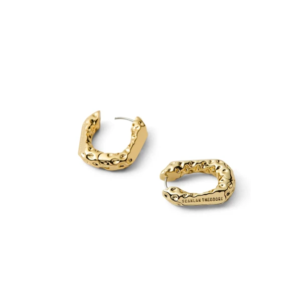 Scanlan Theodore Chisel Huggie Hoop Earrings in Light Gold | Earrings | Coveti