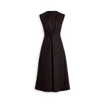 Scanlan Theodore Cotton Sateen Pleat Dress in Bitter Chocolate | Midi Dresses | Coveti