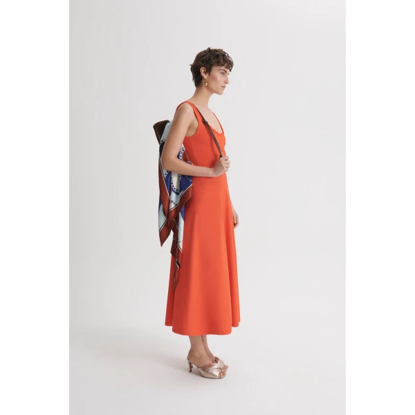 Scanlan Theodore Crepe Knit Crochet Soft Dress in Crayon