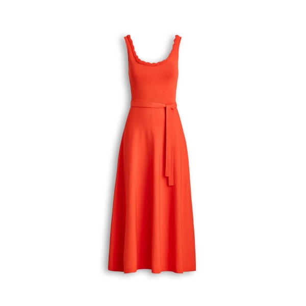 Crepe Knit Crochet Soft Dress in Crayon