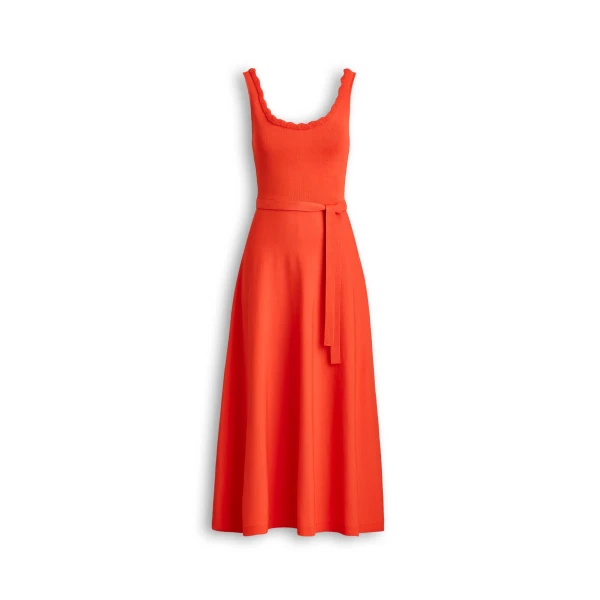 Crepe Knit Crochet Soft Dress in Crayon