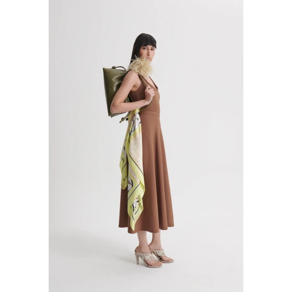 Scanlan Theodore Crepe Knit Crochet Soft Dress in Spice | Maxi Dresses | Coveti