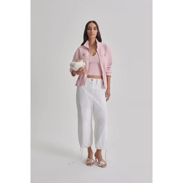 Scanlan Theodore Crepe Knit Funnel Neck Jacket in Dusk | Jackets | Coveti