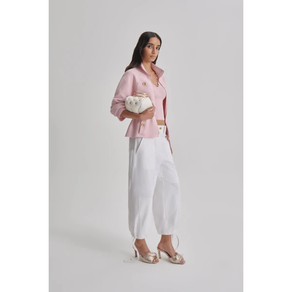 Scanlan Theodore Crepe Knit Funnel Neck Jacket in Dusk | Jackets | Coveti