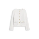 Scanlan Theodore Crepe Knit Patch Pocket Jacket in White | Jackets | Coveti