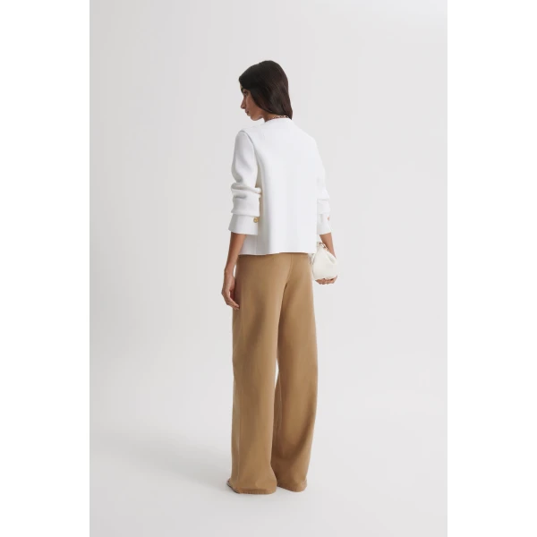 Scanlan Theodore Crepe Knit Patch Pocket Jacket in White | Jackets | Coveti