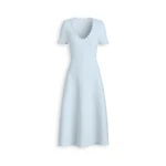 Scanlan Theodore Crepe Knit Poppy Crochet Dress in Sky Blue