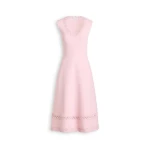 Scanlan Theodore Crepe Knit Poppy Crochet Hem Dress in Dusk | Midi Dresses | Coveti