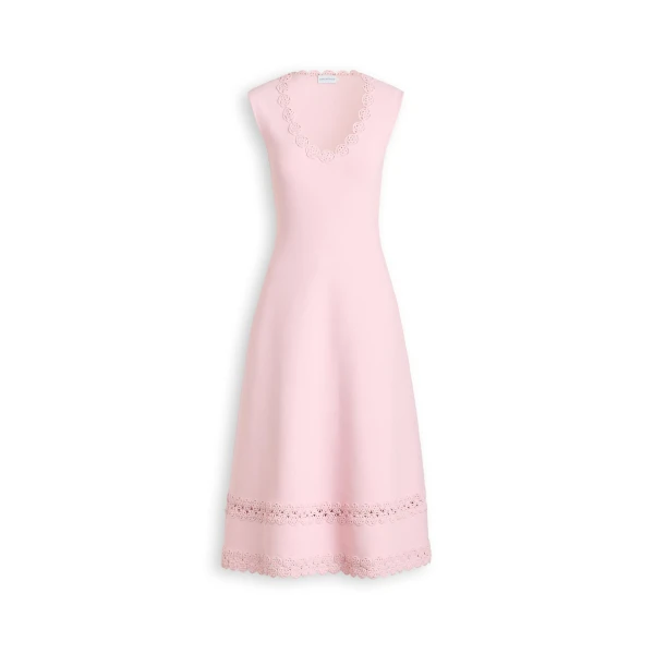 Crepe Knit Poppy Crochet Hem Dress in Dusk