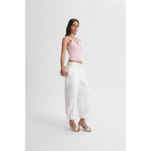 Scanlan Theodore Crepe Knit Poppy Crochet Singlet in Dusk | Tops | Coveti