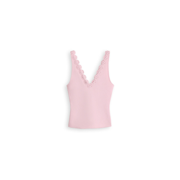 Crepe Knit Poppy Crochet Singlet in Dusk