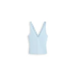 Scanlan Theodore Crepe Knit Poppy Crochet Singlet in Sky Blue