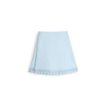 Scanlan Theodore Crepe Knit Poppy Crochet Skirt in Sky Blue