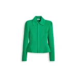 Scanlan Theodore Crepe Knit Tweed Peplum Jacket in Green