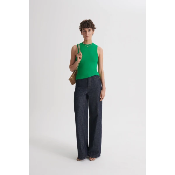 Scanlan Theodore Crepe Knit Tweed Singlet in Green
