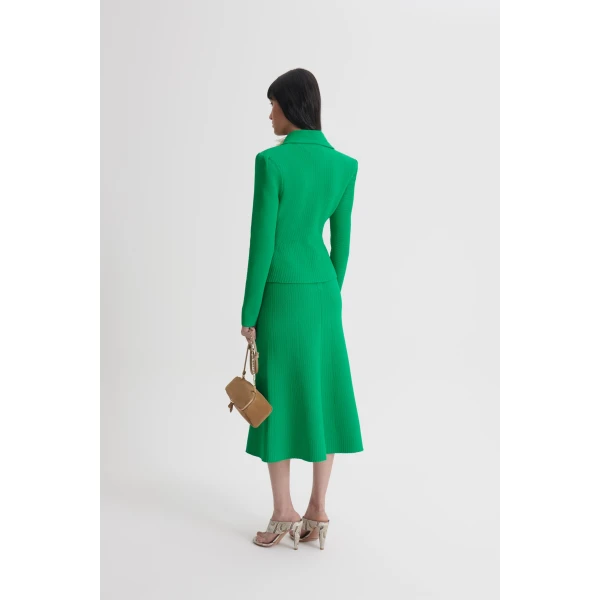 Scanlan Theodore Crepe Knit Tweed Soft Skirt in Green