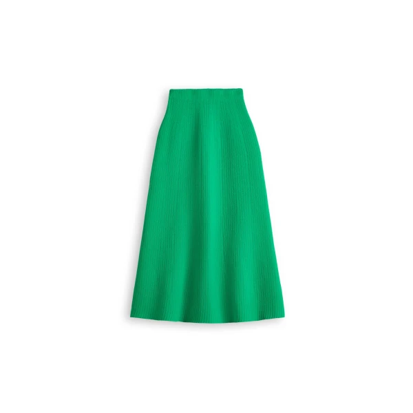Crepe Knit Tweed Soft Skirt in Green