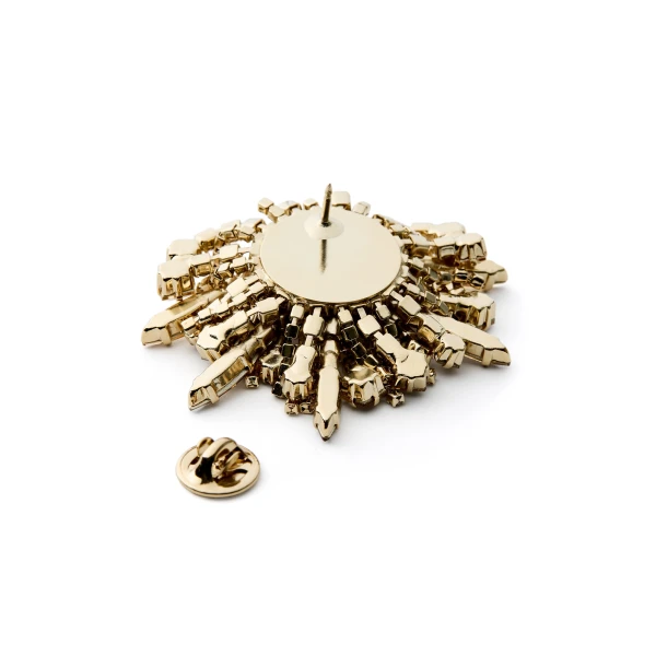 Scanlan Theodore Crystal Cascade Brooch in Gold Quartz
