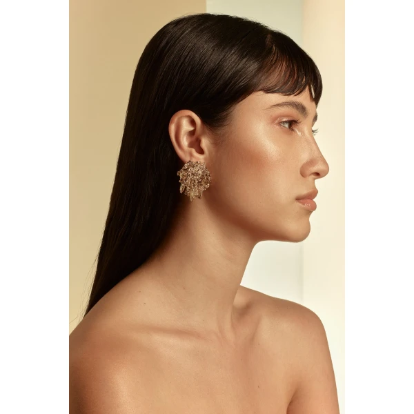 Scanlan Theodore Crystal Cascade Studs in Gold Quartz | Earrings | Coveti