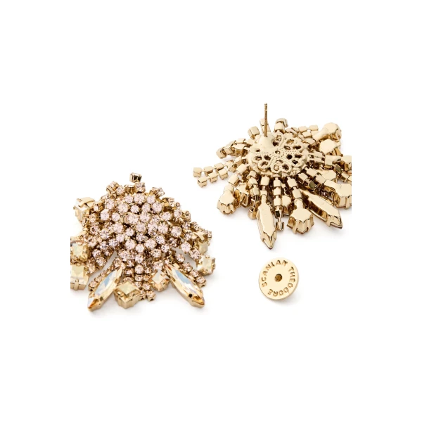 Scanlan Theodore Crystal Cascade Studs in Gold Quartz | Earrings | Coveti