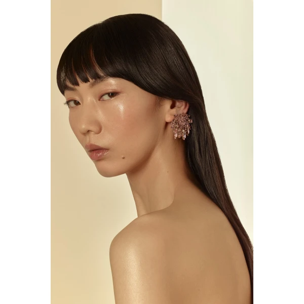 Scanlan Theodore Crystal Cascade Studs in Light Rose | Earrings | Coveti