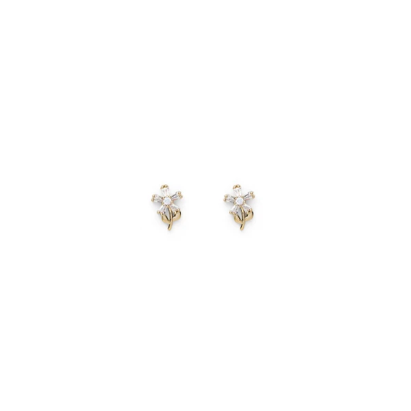 Crystal Flower Studs in Light Gold Crystal