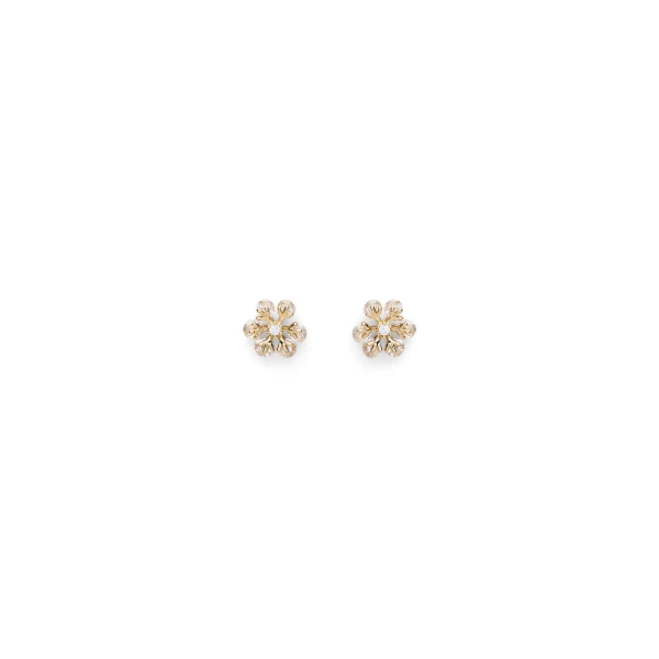 Crystal Petal Studs in Light Gold Crystal