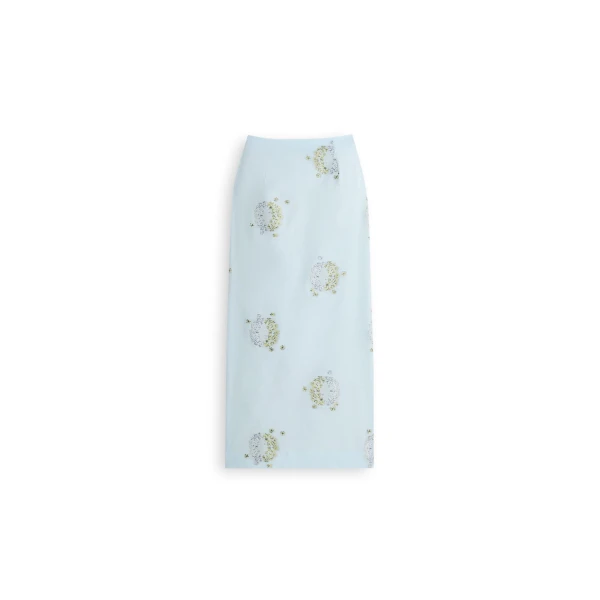 Scanlan Theodore Dandelion Jacquard Pencil Skirt in Sky Blue