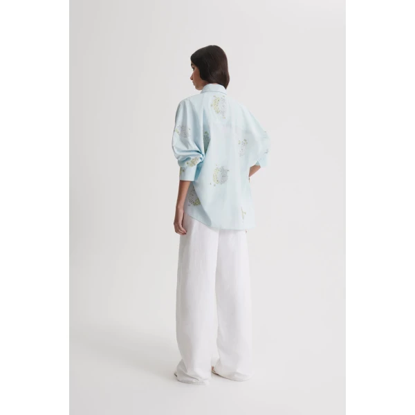 Scanlan Theodore Dandelion Jacquard Shirt in Sky Blue