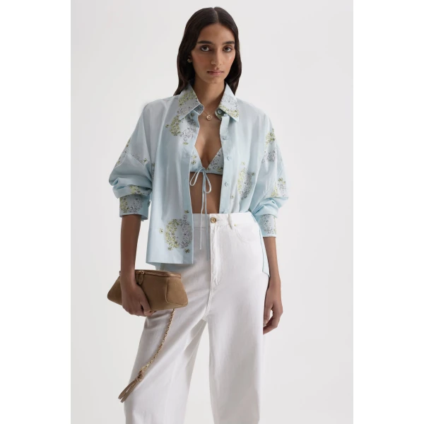 Scanlan Theodore Dandelion Jacquard Shirt in Sky Blue