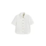 Scanlan Theodore Denim Short Sleeve Shirt in White | Tops | Coveti