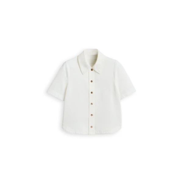 Denim Short Sleeve Shirt in White