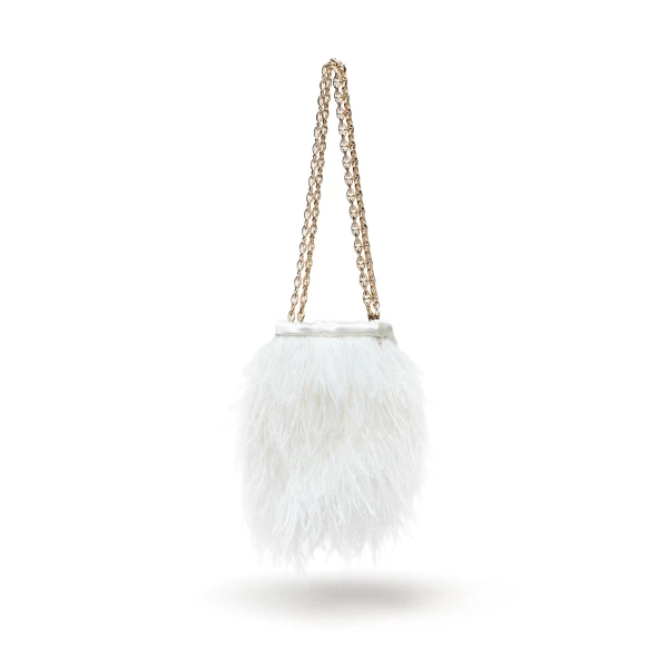 Feather Bucket Bag in Bianco