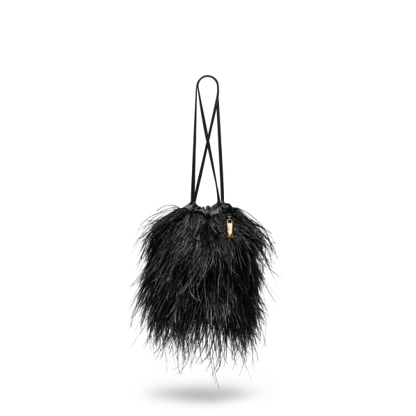 Feather Bucket Bag in Black