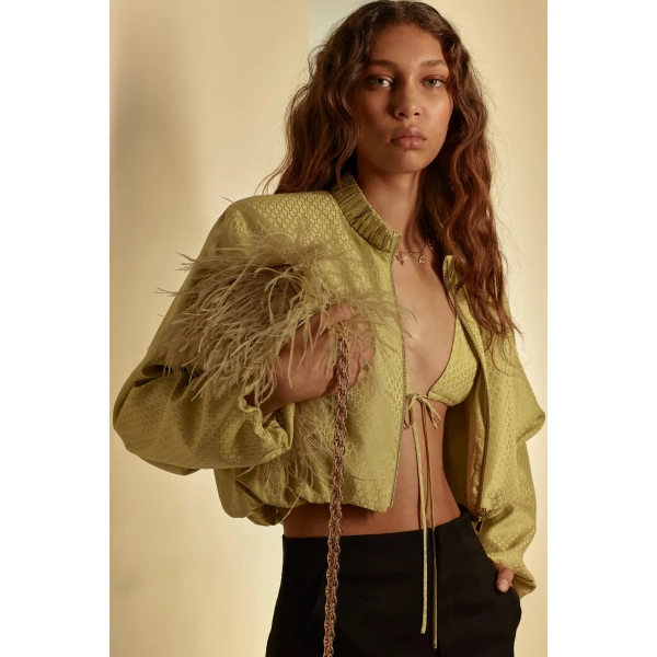 Scanlan Theodore Feather Bucket Bag in Pistachio | Bucket Bags | Coveti