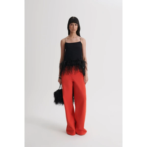 Scanlan Theodore Feather Silk Top in Black | Tops | Coveti