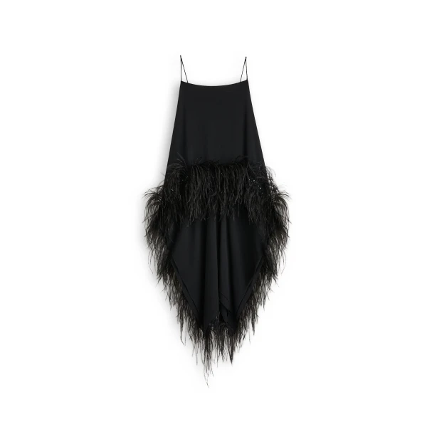 Feather Silk Top in Black