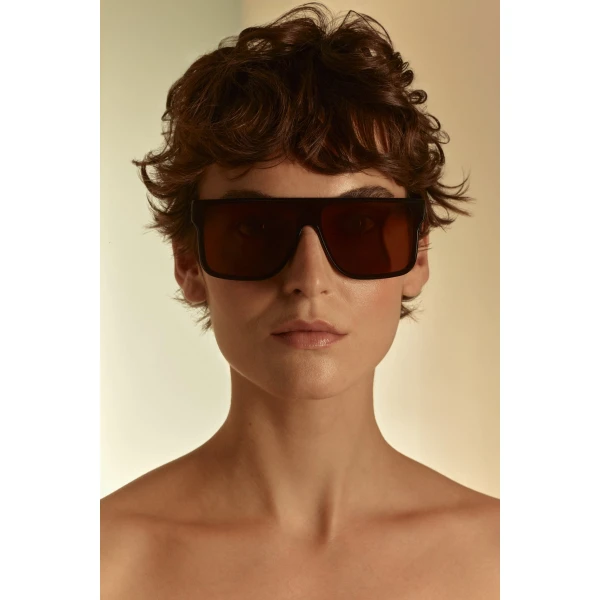 Scanlan Theodore Flat Top Sunglasses in Black Brown | Sunglasses | Coveti
