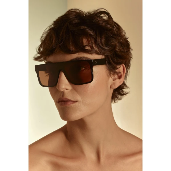 Scanlan Theodore Flat Top Sunglasses in Black Brown | Sunglasses | Coveti