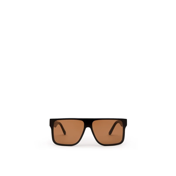 Flat Top Sunglasses in Black Brown
