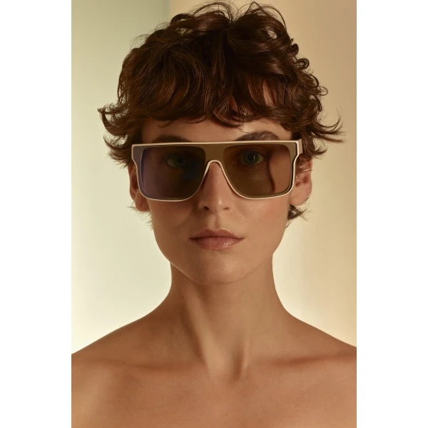 Scanlan Theodore Flat Top Sunglasses in Cream Purple | Sunglasses | Coveti