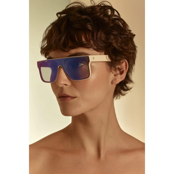 Scanlan Theodore Flat Top Sunglasses in Cream Purple | Sunglasses | Coveti