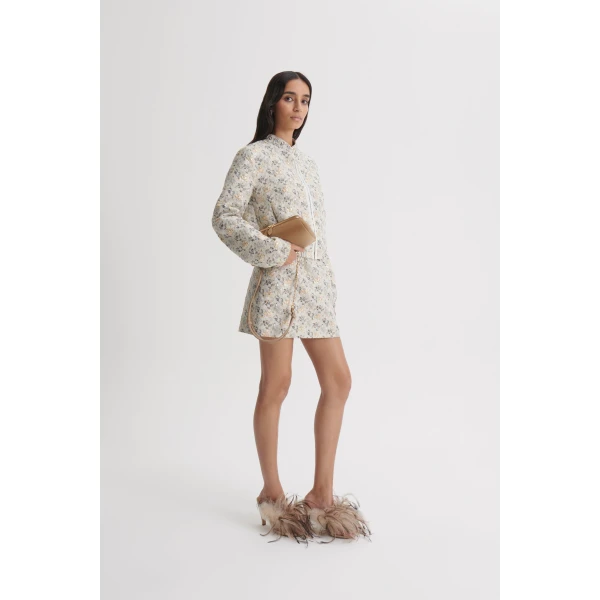 Scanlan Theodore French Brocade Bomber in Champagne | Jackets | Coveti