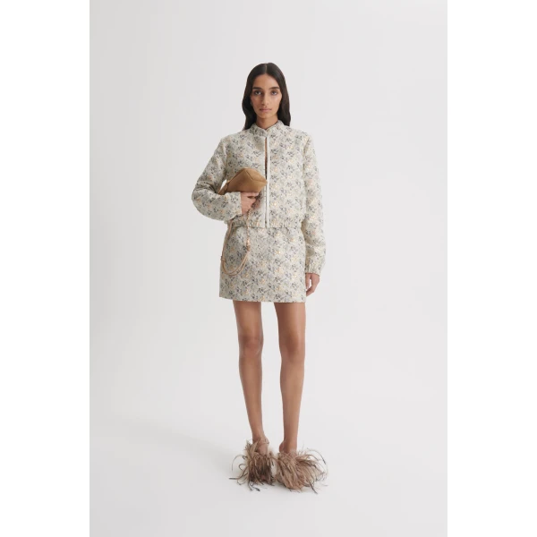 Scanlan Theodore French Brocade Mini Skirt in Champagne | Skirts | Coveti