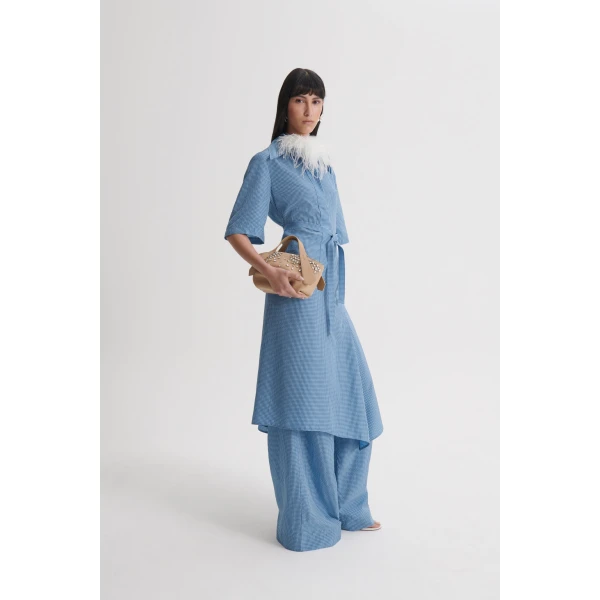 Scanlan Theodore Gingham Dress in Blue | Midi Dresses | Coveti